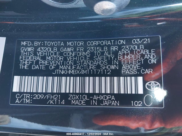 Toyota C-HR LE 2021 JTNKHMBX4M1117112 Image 9