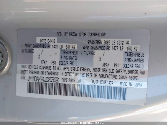 JM1NDAM74J0206091 Mazda Mx-5 Miata Rf Grand Touring