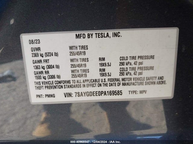 2023 TESLA MODEL Y 7SAYGDEE0PA169585 Photo 8