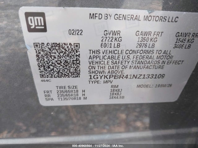 2022 CADILLAC XT6 1GYKPBR41NZ133109 Photo 8
