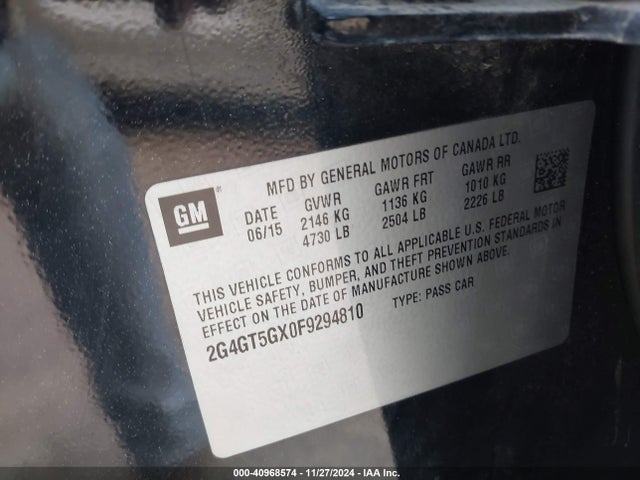 2G4GT5GX0F9294810 Buick REGAL GS