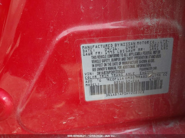 Nissan SENTRA SV 2017 3N1AB7AP0HY208323 Image 9
