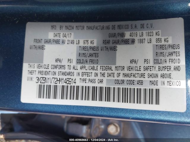 3MZBN1V72HM146914 Mazda Mazda3 Touring