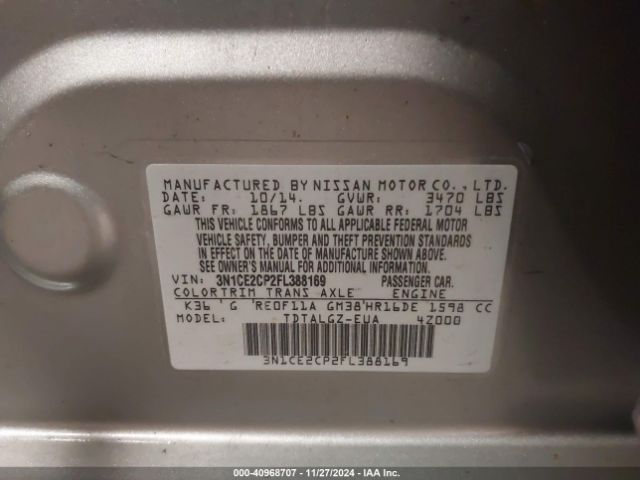 3N1CE2CP2FL388169 Nissan Versa Note Sr