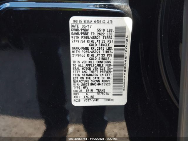 JN8CS1MW0HM415520 Infiniti QX70