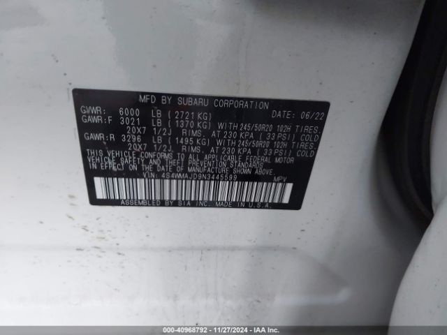 2022 SUBARU ASCENT 4S4WMAJD9N3445599 Photo 8