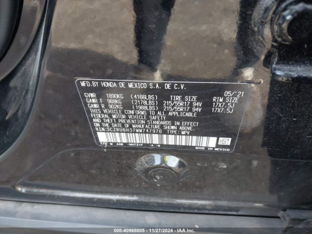 3CZRU6H37MM747976 Honda Hr-v Awd Lx