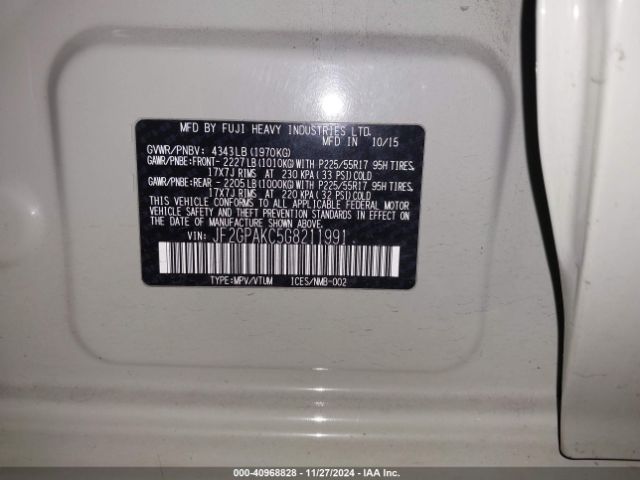 JF2GPAKC5G8211991 Subaru Crosstrek 2.0i Limited