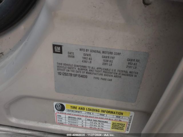 2009 CHEVROLET MALIBU 1G1ZG57B19F154839 Photo 8