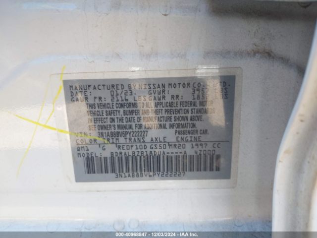 3N1AB8BV6PY222227 Nissan Sentra S Xtronic Cvt