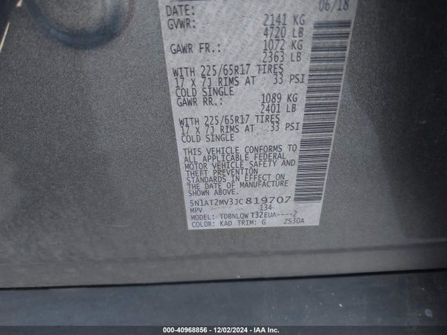 Nissan ROGUE SV 2018 5N1AT2MV3JC819707 Image 9