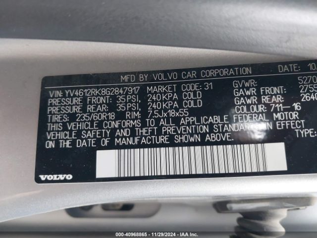 YV4612RK8G2847917 Volvo Xc60 T5 Premier