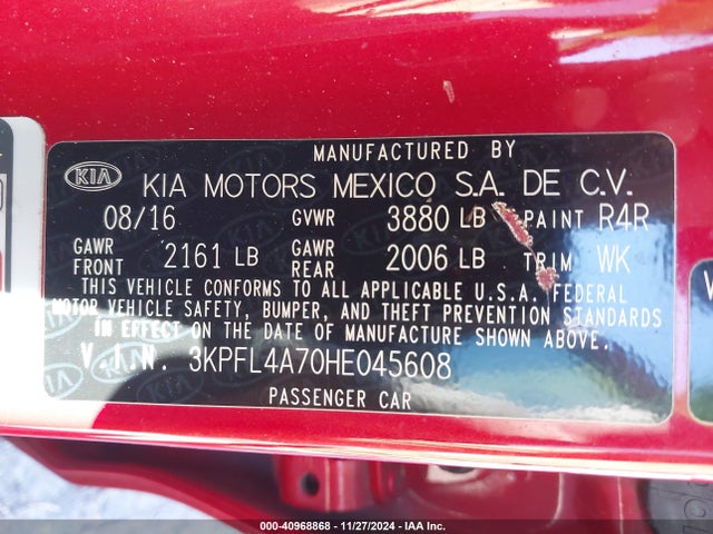 KIA FORTE S 2017 3KPFL4A70HE045608 Image 9
