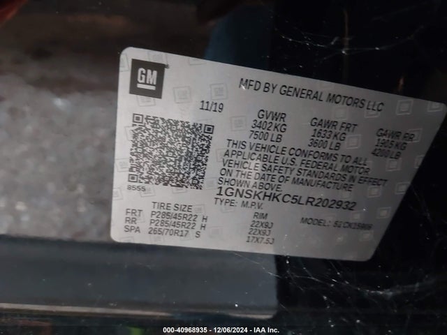1GNSKHKC5LR202932 Chevrolet Suburban 4wd Lt