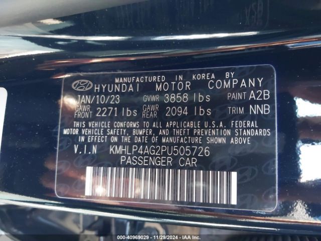 KMHLP4AG2PU505726 Hyundai Elantra Limited