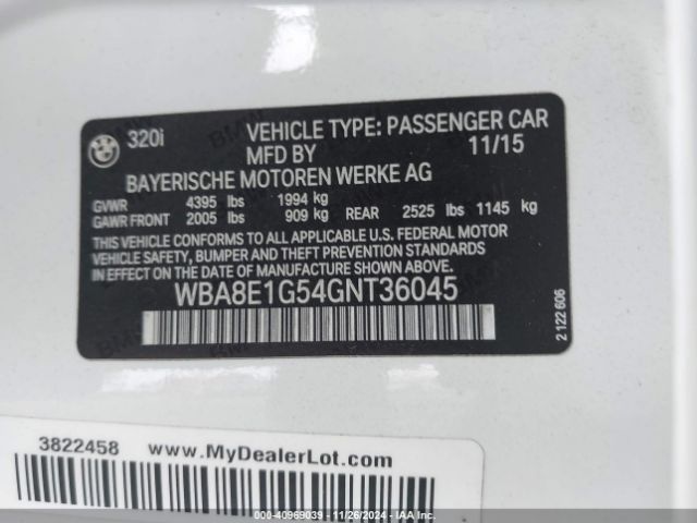 WBA8E1G54GNT36045 BMW 320i