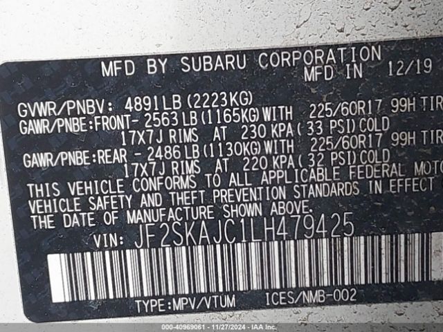 JF2SKAJC1LH479425 Subaru Forester Premium
