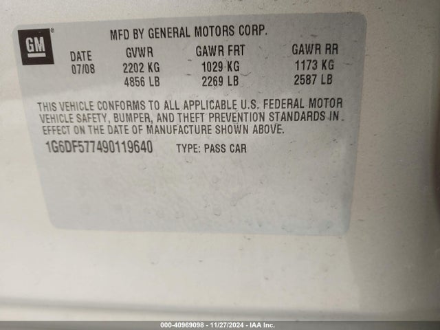 2009 CADILLAC CTS 1G6DF577490119640 Photo 8