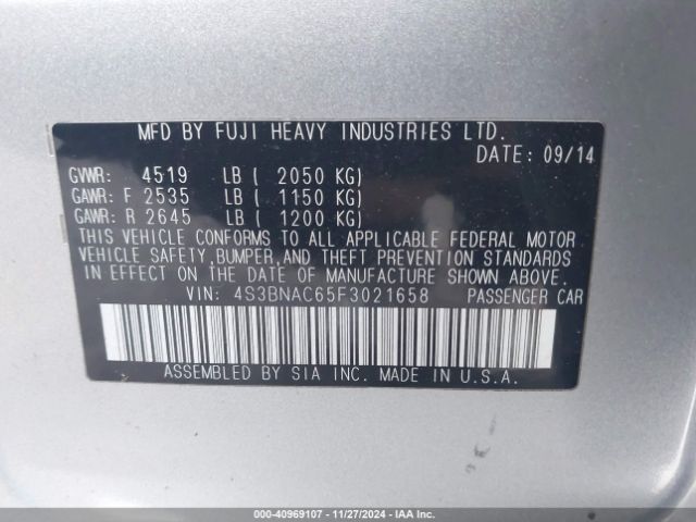 4S3BNAC65F3021658 Subaru Legacy 2.5i Premium