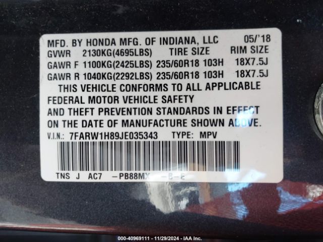 7FARW1H89JE035343 Honda CR-V