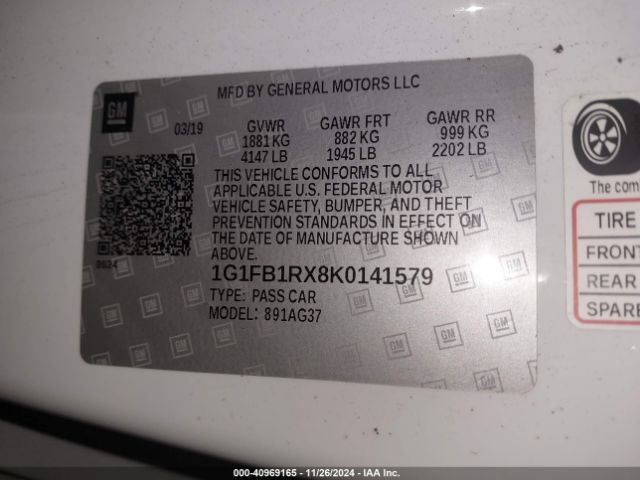 1G1FB1RX8K0141579 Chevrolet Camaro 1lt