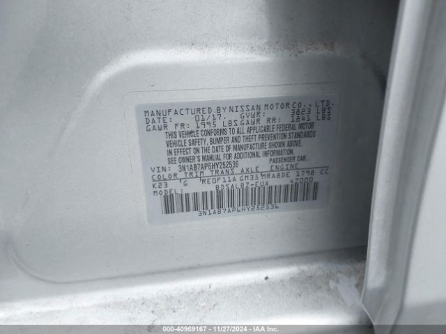 3N1AB7AP6HY252536 Nissan SENTRA S