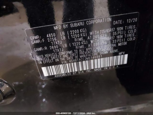 4S4BTACC2M3146881 Subaru Outback Premium