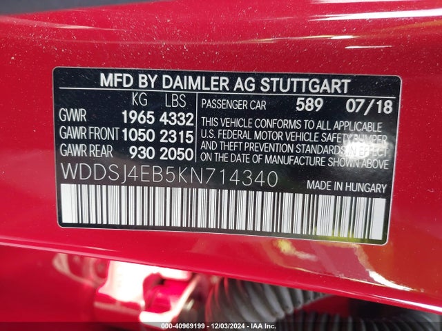 Mercedes-Benz CLA 250 2019 WDDSJ4EB5KN714340 Image 9