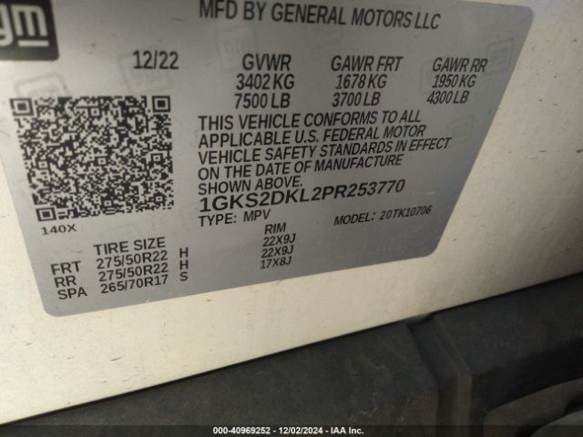1GKS2DKL2PR253770 GMC Yukon 4wd Denali