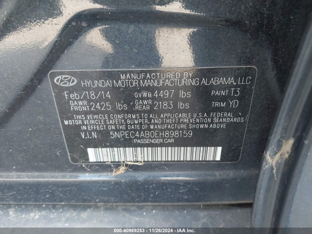 Hyundai Sonata Limited 2.0t 2014 5NPEC4AB0EH898159 Image 9