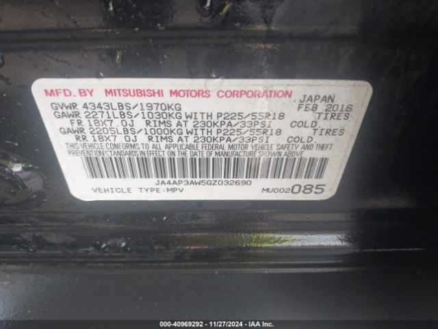JA4AP3AW5GZ032690 Mitsubishi Outlander Sport 2.4 Es/2.4 Se