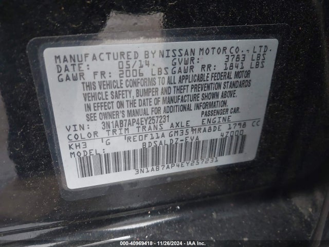 Nissan SENTRA SV 2014 3N1AB7AP4EY257231 Image 9