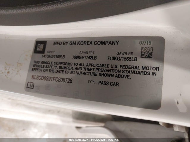 Chevrolet Spark 1lt Cvt 2015 KL8CD6S91FC808728 Image 9