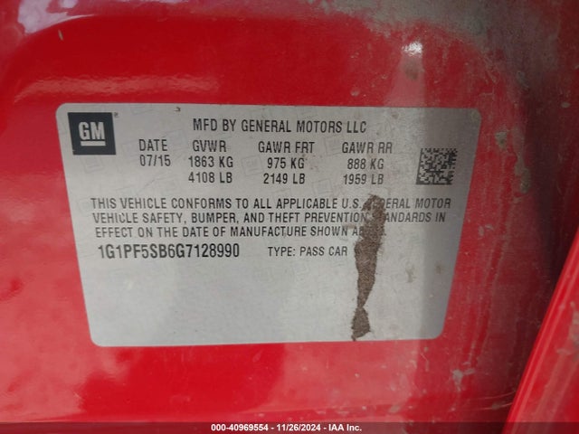 1G1PF5SB6G7128990 Chevrolet Cruze Limited 2lt Auto