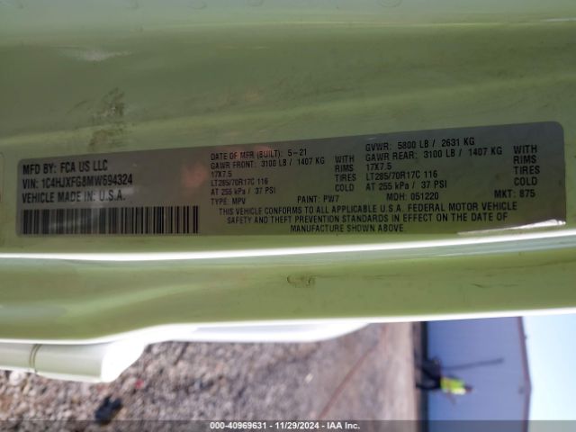 1C4HJXFG8MW694324 Jeep Wrangler Unlimited Rubicon 4x4