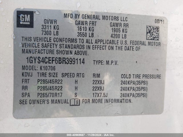 2011 CADILLAC ESCALADE 1GYS4CEF6BR399114 Photo 8