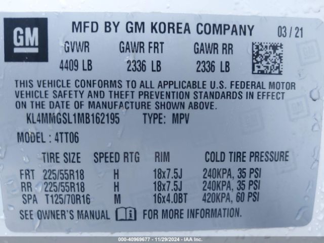 KL4MMGSL1MB162195 Buick Encore Gx Awd Essence