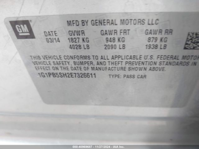 1G1PB5SH2E7326611 Chevrolet Cruze Ls Manual