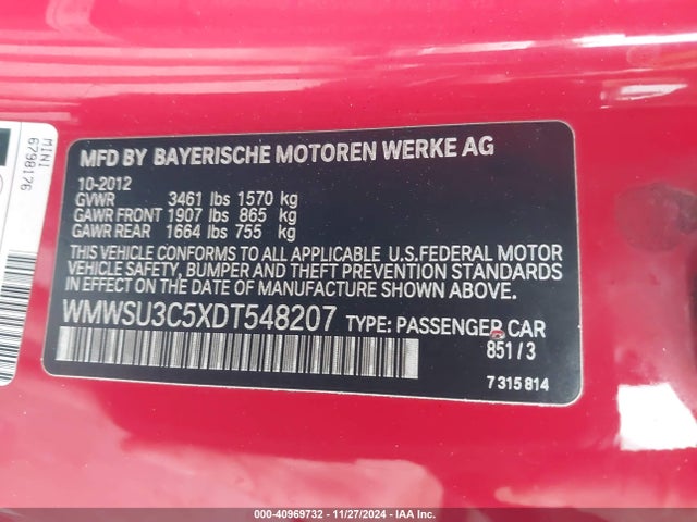 2013 MINI HARDTOP WMWSU3C5XDT548207 Photo 8