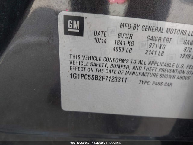 Chevrolet Cruze 1lt Auto 2015 1G1PC5SB2F7123311 Image 9