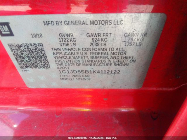 1G1JD5SB1K4112122 Chevrolet Sonic Lt Auto
