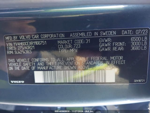 YV4H60CEXR1166751 Volvo Xc90 Recharge Plug-in Hybrid T8 Plus Bright Theme 7-seater
