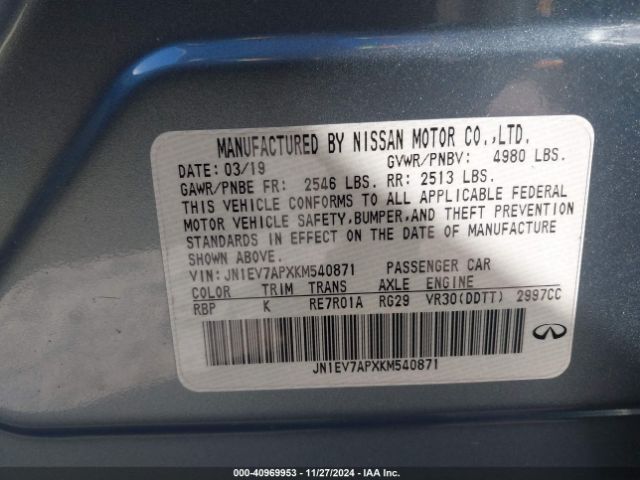 JN1EV7APXKM540871 Infiniti Q50 3.0t Luxe
