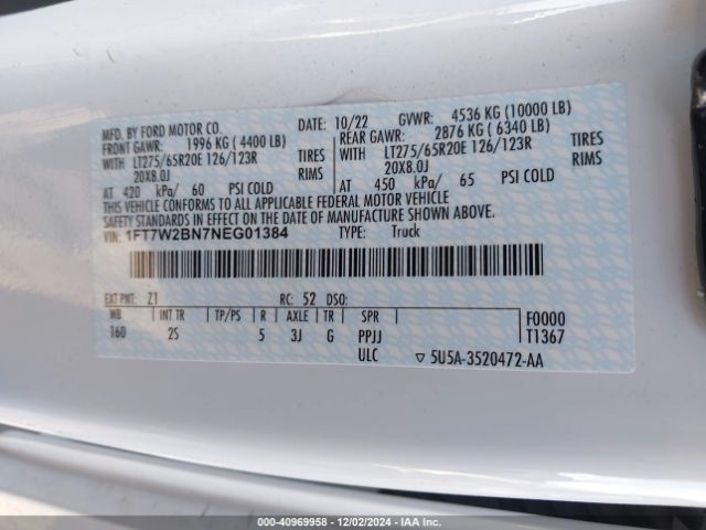 1FT7W2BN7NEG01384 Ford F-250 Xlt