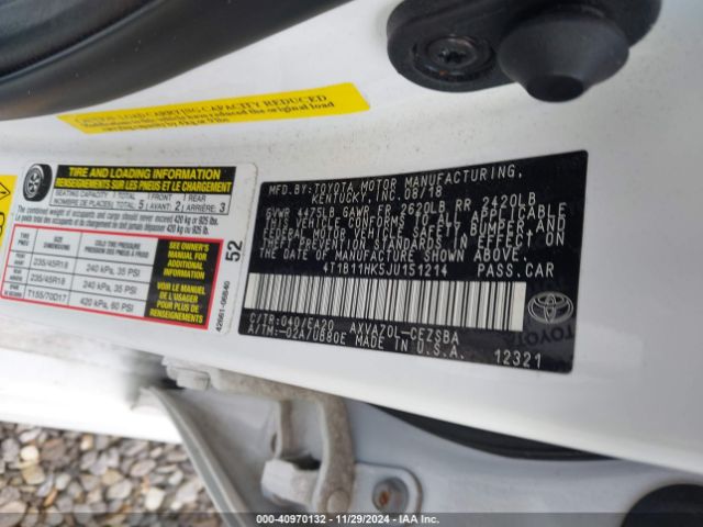4T1B11HK5JU151214 Toyota CAMRY SE