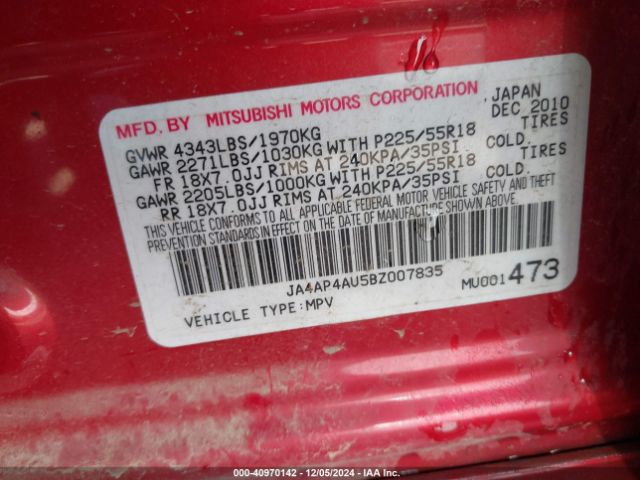 2011 MITSUBISHI OUTLANDER SPORT JA4AP4AU5BZ007835 Photo 8