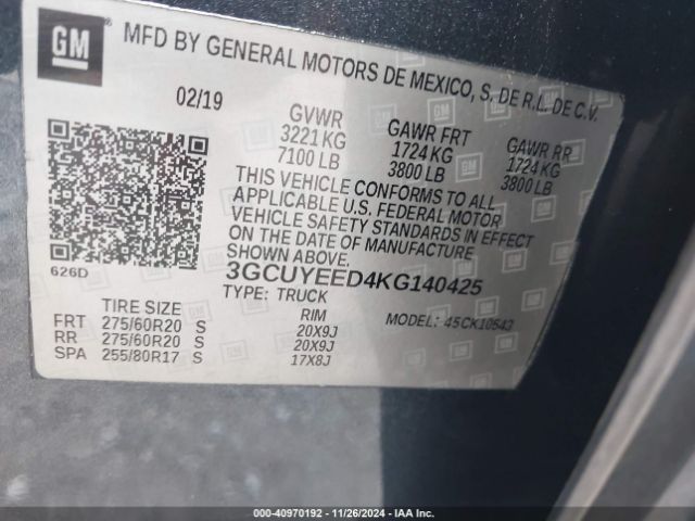 3GCUYEED4KG140425 Chevrolet Silverado 1500 Rst