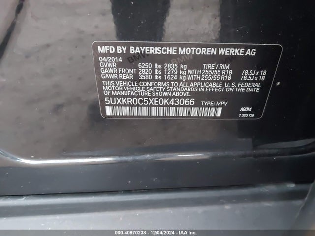 BMW X5 Xdrive35i 2014 5UXKR0C5XE0K43066 Image 9