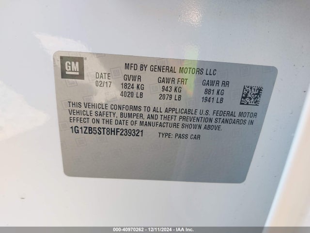 Chevrolet MALIBU LS 2017 1G1ZB5ST8HF239321 Image 9