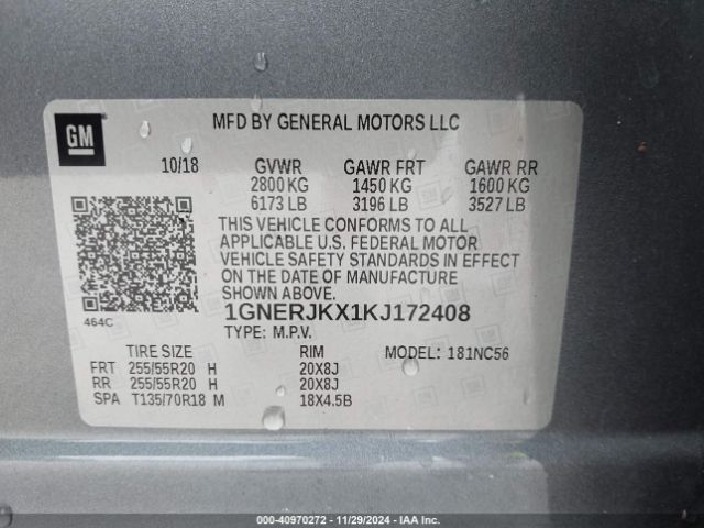 1GNERJKX1KJ172408 Chevrolet Traverse Rs